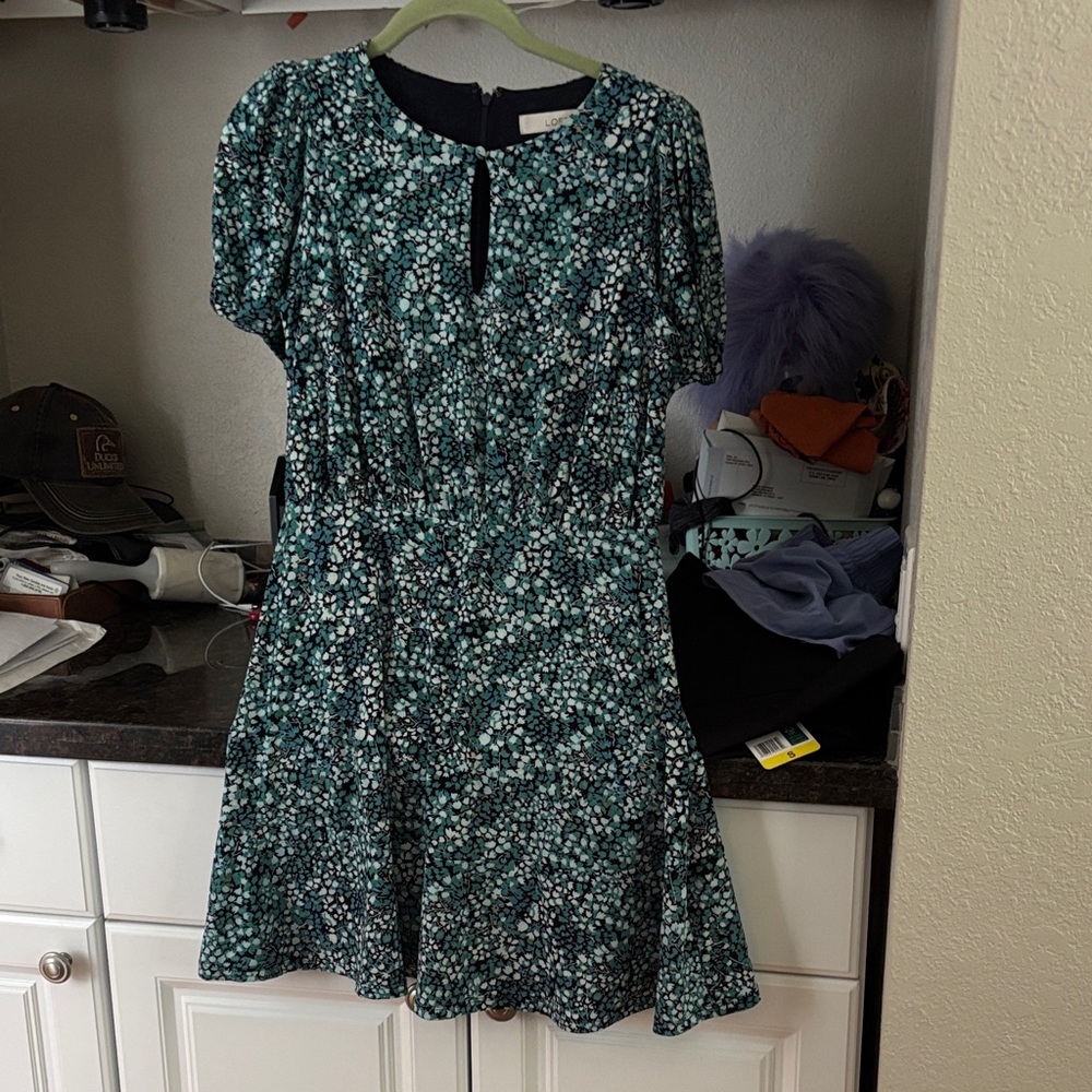 LOFT Teal Floral Mini Dress